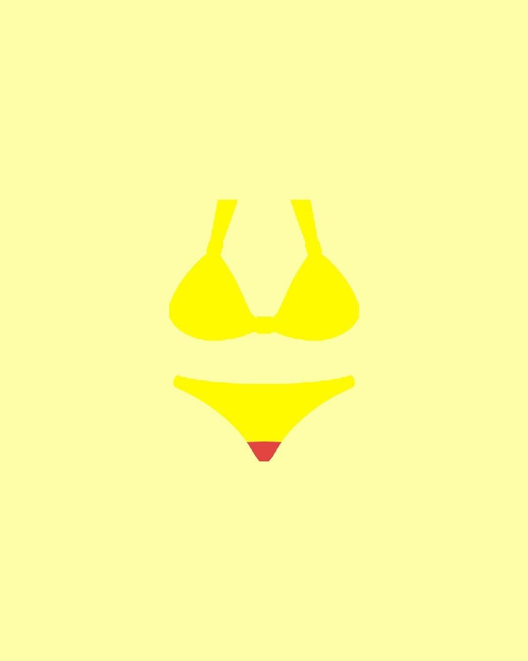 Emojions painting, a yellow bikini on pale yellow