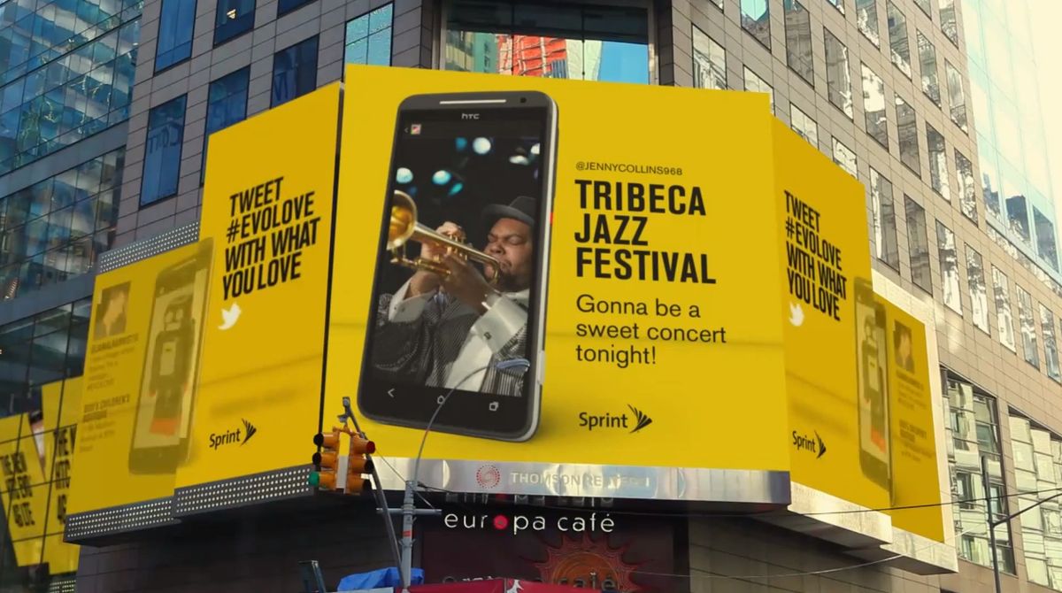 The Unlimited Love billboard in Times Square